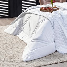 Kit Edredom Eternity Bamboo Branco com Fronhas Queen 03 Peças - Dupla Face Tecido Liso Percal 400 Fi - 9