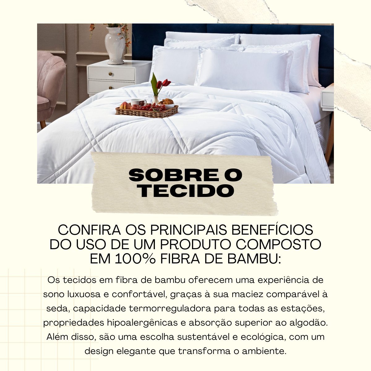 Kit Edredom Eternity Bamboo Branco com Fronhas Queen 03 Peças - Dupla Face Tecido Liso Percal 400 Fi - 6
