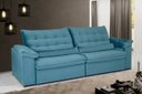 Ver imagem 1 de Sofá Retrátil e Reclinável 250 cm Oriental Veludo Azul Turquesa Chamby Móveis