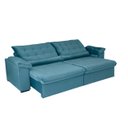 Ver imagem 3 de Sofá Retrátil e Reclinável 250 cm Oriental Veludo Azul Turquesa Chamby Móveis