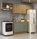Ver imagem 1 de Armário de Cozinha Modulada Completa Reta 5 Peças 2,80m Botanic Kappesberg - Nogueira/verde Oliva