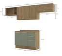 Ver imagem 3 de Armário de Cozinha Modulada Completa Reta 5 Peças 2,80m Botanic Kappesberg - Nogueira/verde Oliva