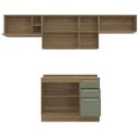 Ver imagem 4 de Armário de Cozinha Modulada Completa Reta 5 Peças 2,80m Botanic Kappesberg - Nogueira/verde Oliva