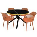 Ver imagem 1 de Conjunto Mesa de Jantar Redonda Solaris Preta 120cm com 4 Cadeiras Marcela - Marrom