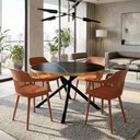 Ver imagem 2 de Conjunto Mesa de Jantar Redonda Solaris Preta 120cm com 4 Cadeiras Marcela - Marrom