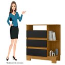 Ver imagem 5 de Cômoda para Quarto 3 Gavetas com Nicho Bliss Carvalho Eco/Preto