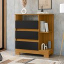 Ver imagem 6 de Cômoda para Quarto 3 Gavetas com Nicho Bliss Carvalho Eco/Preto