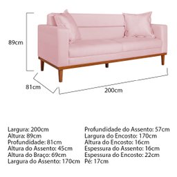 Sofá 2 Lugares Viena Suede - Doce Sonho Móveis Sofá 2 Lugares Sofás Rosa Bebê - 4