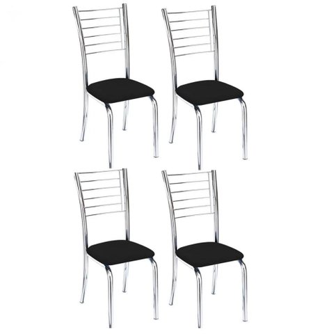 Kit 4 Cadeiras de Jantar Lara Cromada para Cozinha Assento Tecido Sintético Corino - Gat Magazine