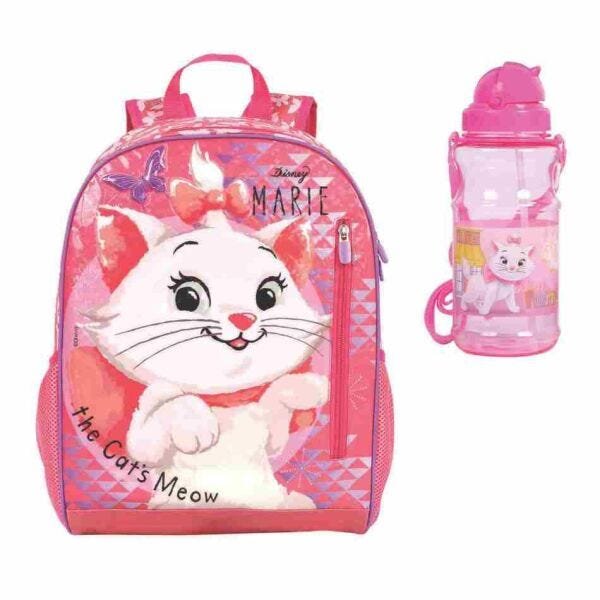 Mochila Infantil Marie Meow com garrafa cantil - 1