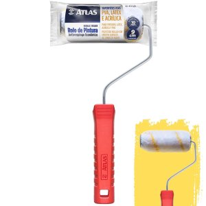 Rolo de Pintura Pequeno Minirolo 9cm Lã Microfibra 10mm Antirespingo com Suporte | Atlas