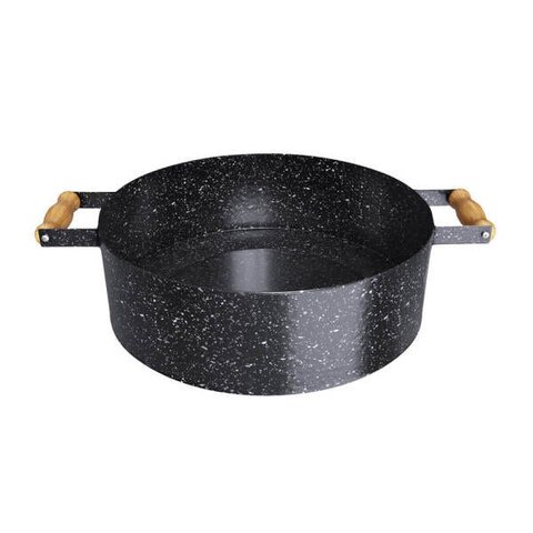 Caçarola Esmaltada Com Borda E Alças De Madeira 30 Cm Qualinox