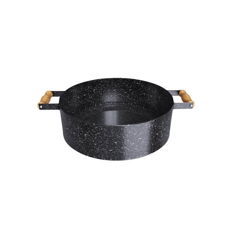 Caçarola Esmaltada Com Borda E Alças De Madeira 30 Cm Qualinox