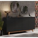 Ver imagem 1 de Aparador Buffet Sala Flow 4 Portas com Pés de Madeira - Rede Móveis