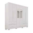 Ver imagem 3 de Guarda-roupa Casal Balder Premium 6 Portas 4 Gavetas com Pés e Espelho Branco - Pnr Móveis