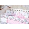 Kit Protetor Berço Trança Bebê Nuvem Chuva Rosa 11 Peças - 3