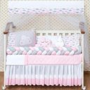 Ver imagem 1 de Kit Berço Trança Nuvem Saia E Protetor Impermeável 13 Peças
