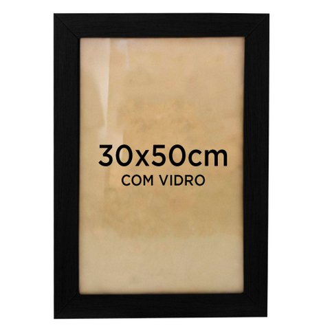 Moldura Quadro 30x50cm Foto Quebra-Cabeça com Vidro TaColado Moldura Preta 01 Unidade