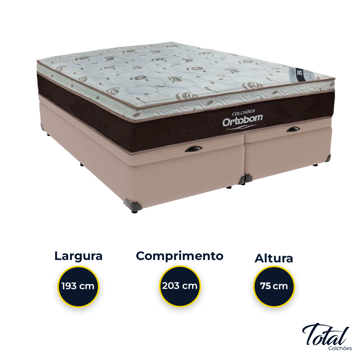 Cama Box Bipartido Queen Bege e Colchão Sleep King Molas Ensacadas Ortobom - 3