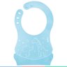 Babador Silicone Para Bebê +3 Meses Impermeável com Bolso Coletor de Migalhas Buba - Azul - 5