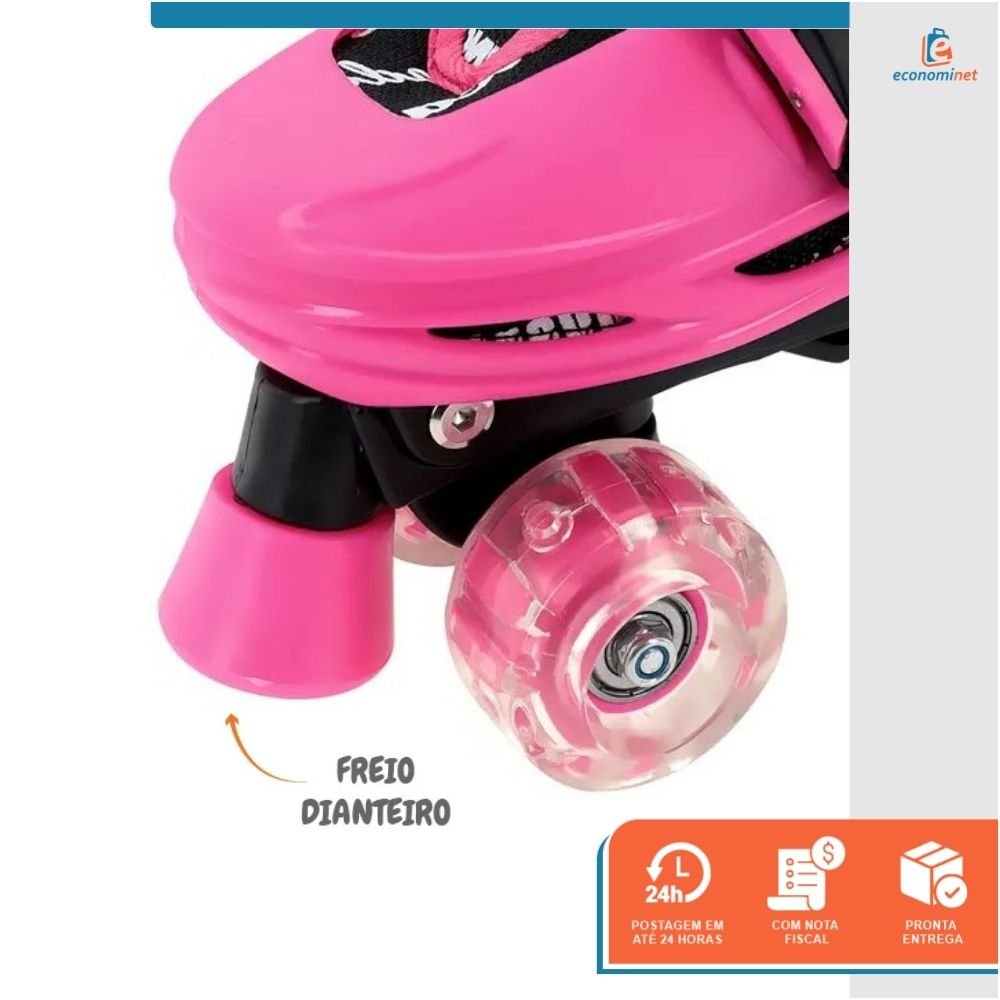 Patins Infantil Quad 4 Rodas com Luz Ajustável Roller Tam M - 5