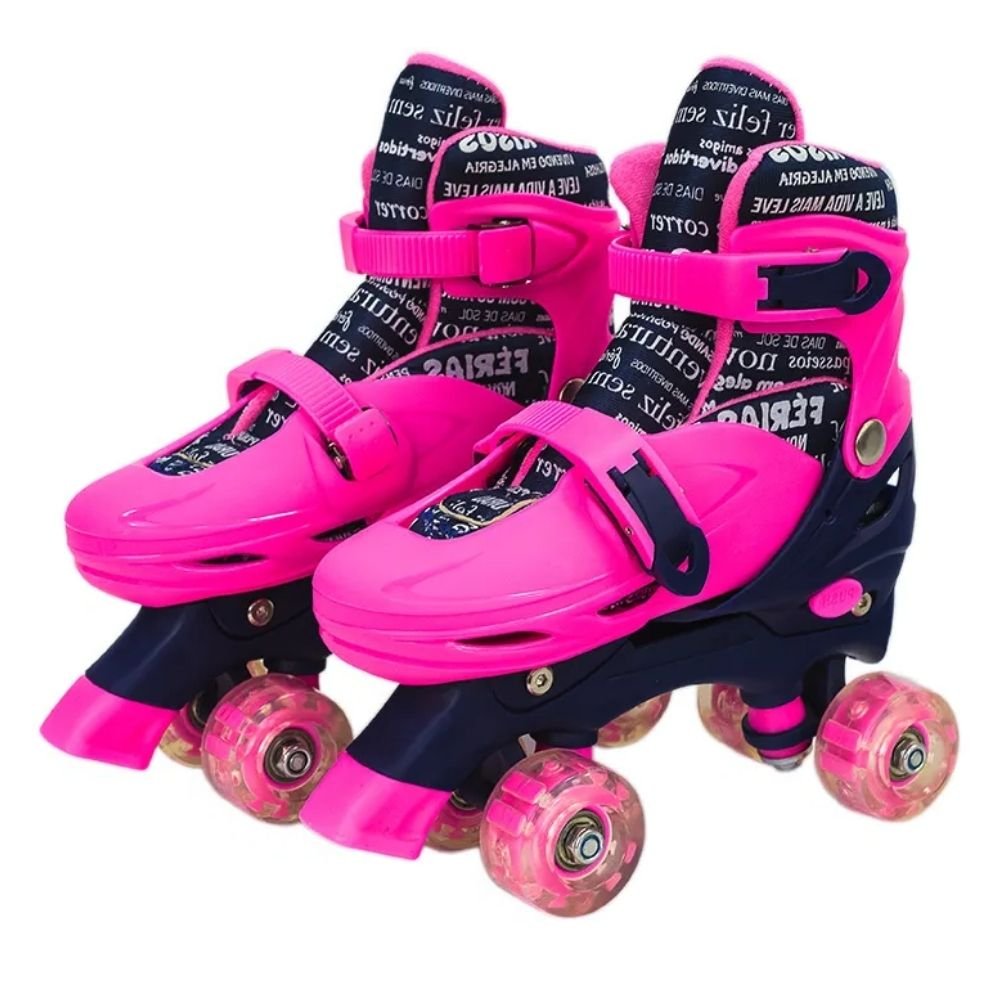 Patins Infantil Quad 4 Rodas com Luz Ajustável Roller Tam M - 1