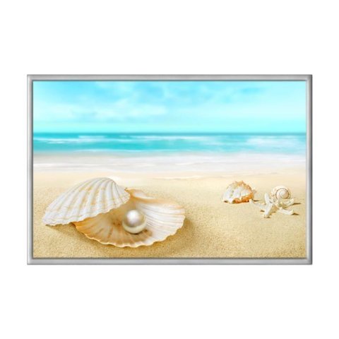Quadro Decorativo - Praia Concha e Perola Flnt060 - Vidro com Impressão Uv - 80x60cm