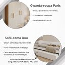 Ver imagem 3 de Kit Quarto Sofá-Cama Duo + Guarda-Roupa Paris 4 Portas 2 Gavetas 2 Colchões Branco