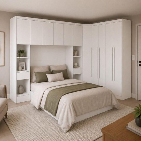 Guarda Roupa Modulado Safira 11 Portas 8 Gavetas MDF Neve