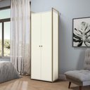 Ver imagem 1 de Armário para Escritório Multiuso Estrutura Metálica 2 Portas e 5 Prateleiras Indústrial Branco/Off White/Dourado