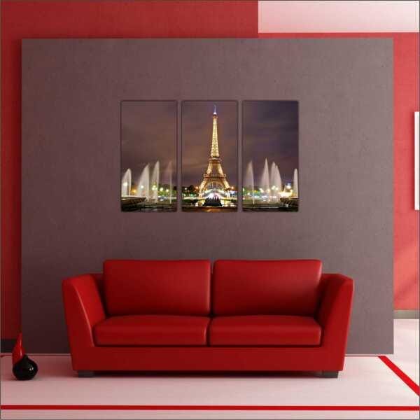 Quadro Torre Eiffel Paris Cidade Com 3 Peças Moldura | MadeiraMadeira