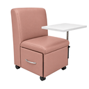 Ver imagem 1 de Ciranda Cadeira para Manicure com Mesa Regulável, Gaveta e Rodízios - Rosê Gold