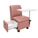 Ver imagem 5 de Ciranda Cadeira para Manicure com Mesa Regulável, Gaveta e Rodízios - Rosê Gold