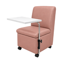 Ver imagem 6 de Ciranda Cadeira para Manicure com Mesa Regulável, Gaveta e Rodízios - Rosê Gold