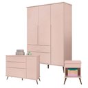 Ver imagem 1 de Cômoda e Guarda Roupa com Mesa de Apoio Alice Rosa Acetinado - Phoenix Baby