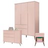 Cômoda e Guarda Roupa com Mesa de Apoio Alice Rosa Acetinado - Phoenix Baby - 1
