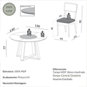 Ver imagem 3 de Conjunto Sala de Jantar Mesa Redonda Giratória 130cm com 6 Cadeiras MDF Carvalho Rosé/Bege Claro