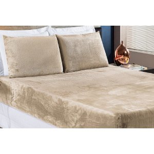 Jogo de Cama Lençol Queen 3 peças Mantinha Biasoft - Caqui
