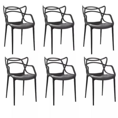 Kit 6 Cadeiras de Jantar Allegra Preta