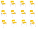 Ver imagem 1 de Kit 12 Cadeiras Infantil Iso, Escola, Base Branca- Amarelo