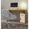 Cadeira Poltrona Decorativa Rodinhas Regulagem Altura Alice Veludo Cinza Claro - 3