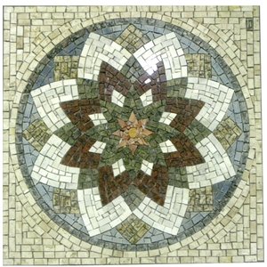 Mandala Indiana Piso Mosaico Estrela do Oriente 90cm