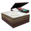 Ver imagem 1 de Cama Box Baú Bipartido Casal Marrom e Colchão Gold Ultragel Molas Ensacadas Ortobom