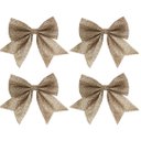 Ver imagem 1 de Jogo 4 Laços Telado Glitter e Lantejoula Champanhe Natal 13cm - Magizi