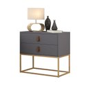 Ver imagem 3 de Kit 2 Mesinha Lateral Cabeceira Criados Unic 60cm com Pés de Ferro Dourado Cor:cinza