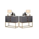Ver imagem 1 de Kit 2 Mesinha Lateral Cabeceira Criados Unic 60cm com Pés de Ferro Dourado Cor:cinza