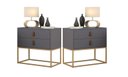 Ver imagem 1 de Kit 2 Mesinha Lateral Cabeceira Criados Unic 60cm com Pés de Ferro Dourado Cor:cinza