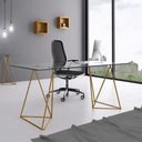 Ver imagem 3 de Mesa De Escritório Cavalete Bela Vista Cobre E Vidro New Green - Marrom