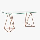 Ver imagem 1 de Mesa De Escritório Cavalete Bela Vista Cobre E Vidro New Green - Marrom