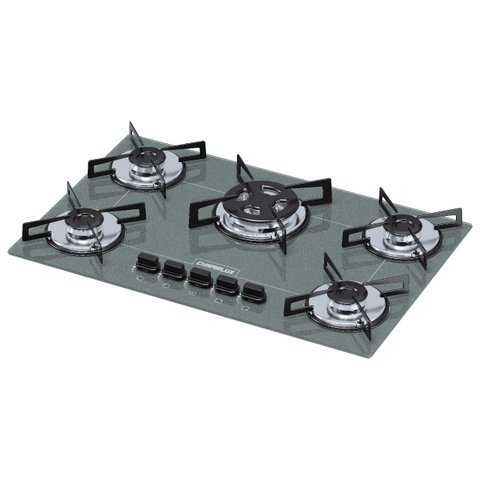 Cooktop Tripla Chama 5 Bocas Bivolt Prata Chamalux